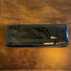 Black patent leather clutch purse